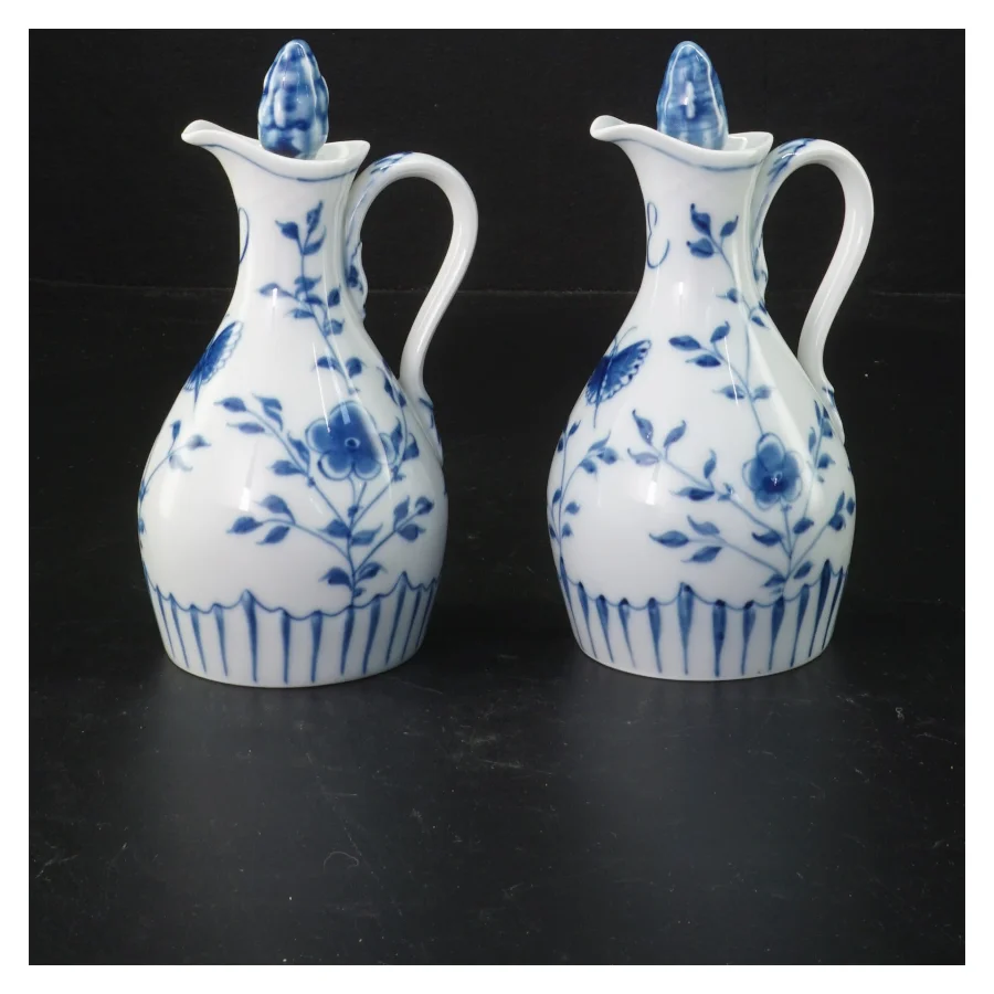 2 stk mussemalet 197/391 oli/eddike kander  Porcelænsflasker med låg fra Royal Copenhagen (str. 15 cm)