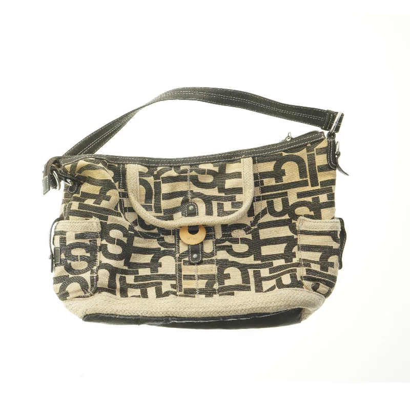 Skuldertaske i beige og sort mønster fra Sprit (str. 44x27 cm)