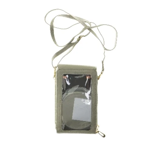 Grå skuldertaske med lynlås og rem (str. 19x11x4 cm)