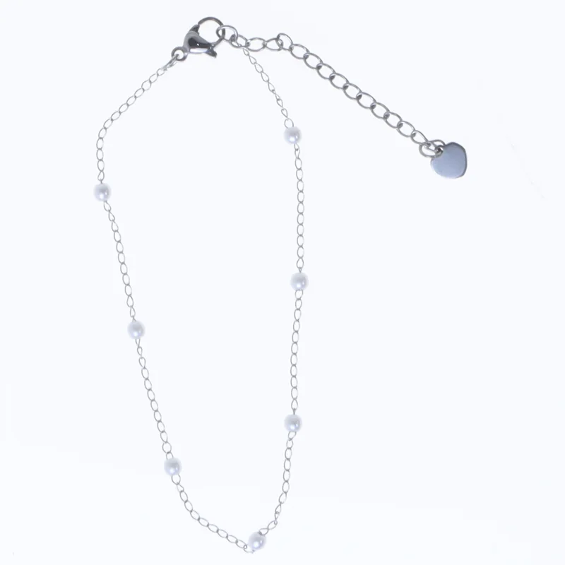 Perlekæde armbånd (str. Ø 9 cm)