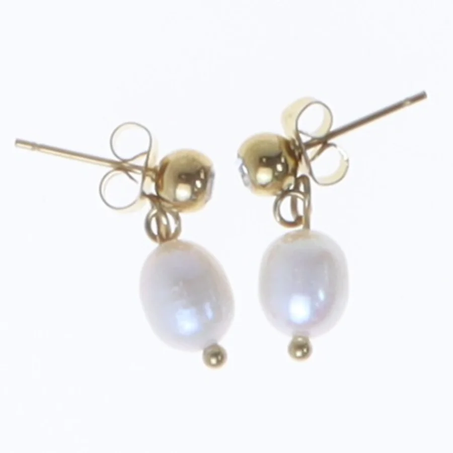 Guld øreringe med perler (str. 2 cm)