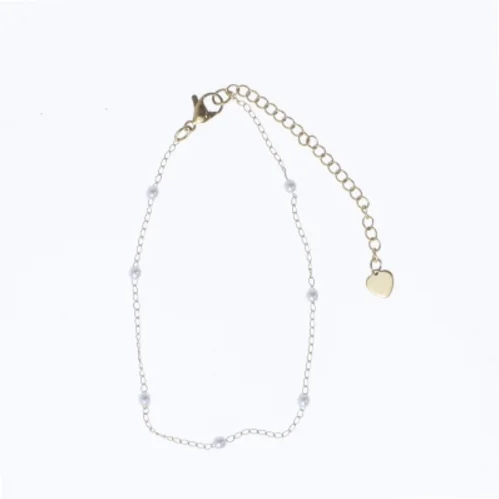 Guldkæde med perler (str. Ø 9 cm)