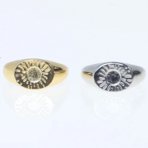 To signetringe med cirkelmønster (str. 52. millimeter. 2 styk)