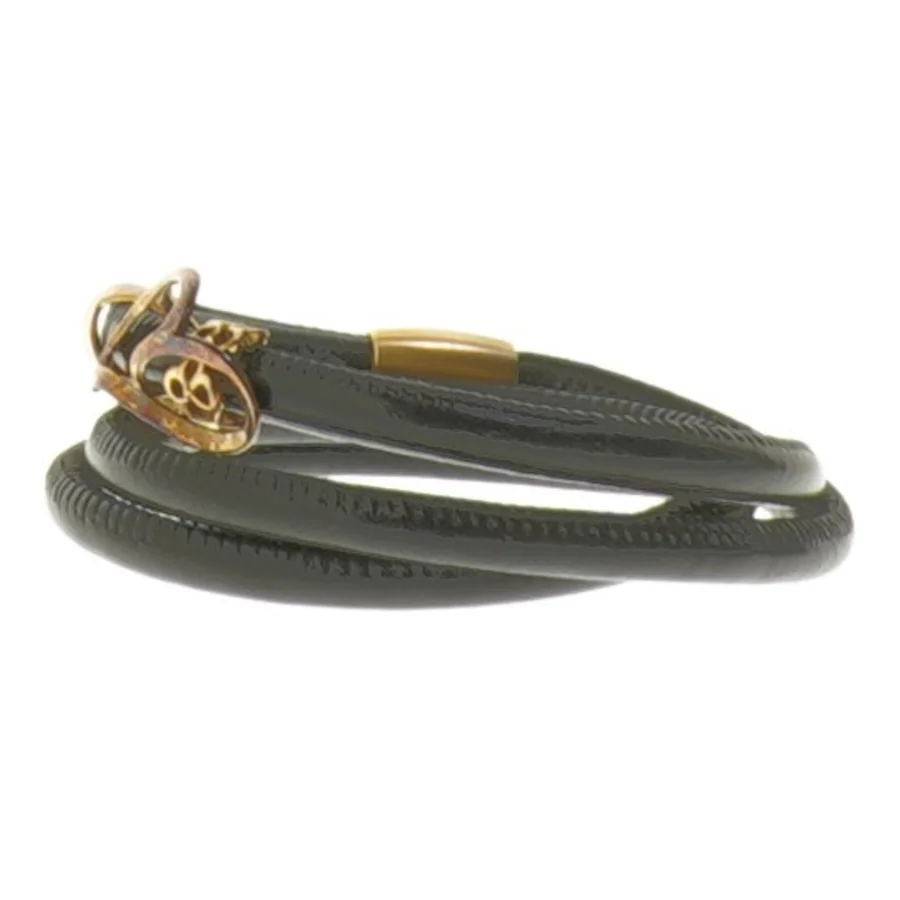 Sort læderarmbånd med guld detaljer fra Christina Watches (str. Ø 5,5 cm)