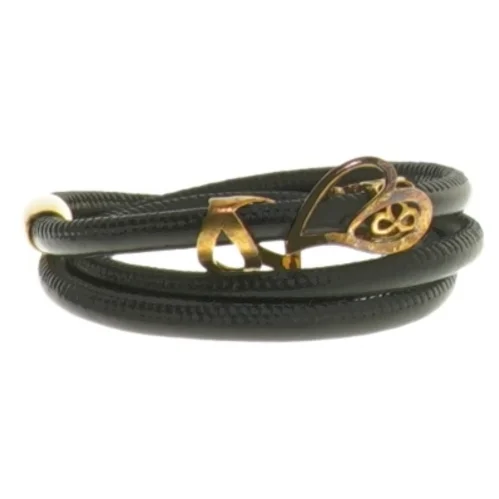 Sort læderarmbånd med guld detaljer fra Christina Watches (str. Ø 5,5 cm)