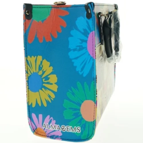 Farverig håndtaske med print (str. 35x13x27 cm)