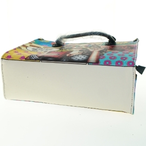 Farverig håndtaske med print (str. 35x13x27 cm)