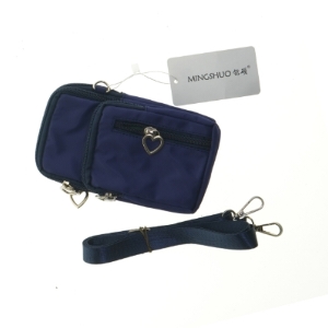 Blå taske med hjerte lynlåse og rem fra Mingshuo (str. 18x11 cm)