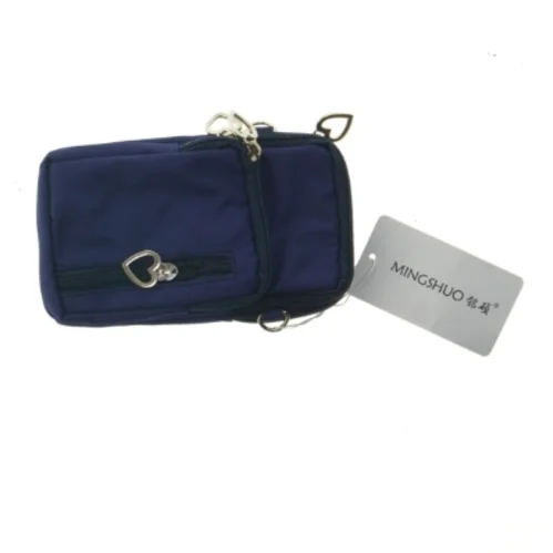 Blå taske med hjerte lynlåse og rem fra Mingshuo (str. 18x11 cm)