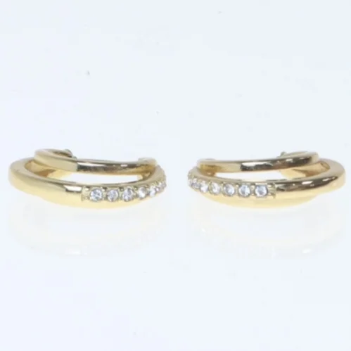 Guld øreringe med sten (str. Ø 2 cm)