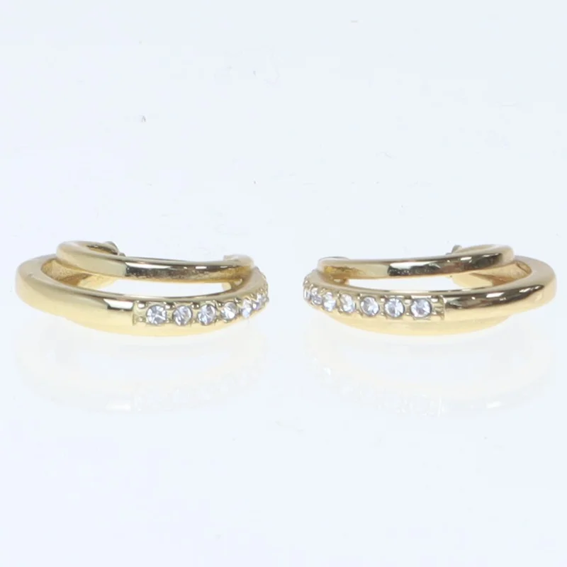 Guld øreringe med sten (str. Ø 2 cm)