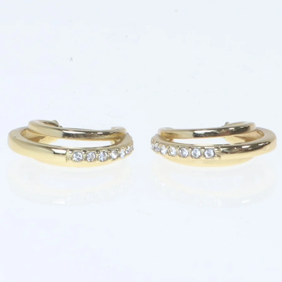 Guld øreringe med sten (str. Ø 2 cm)