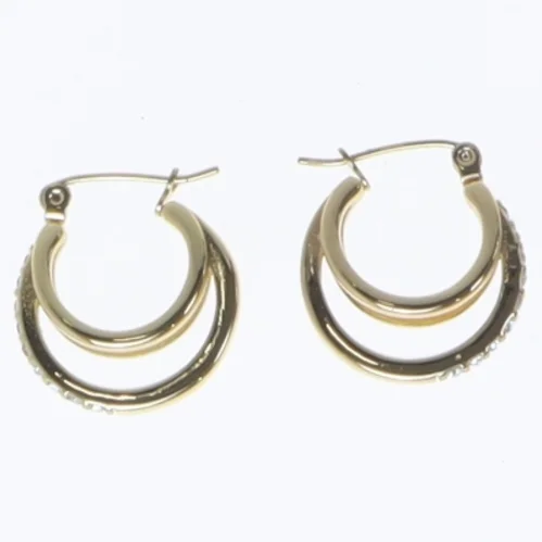 Guld øreringe med sten (str. Ø 2 cm)