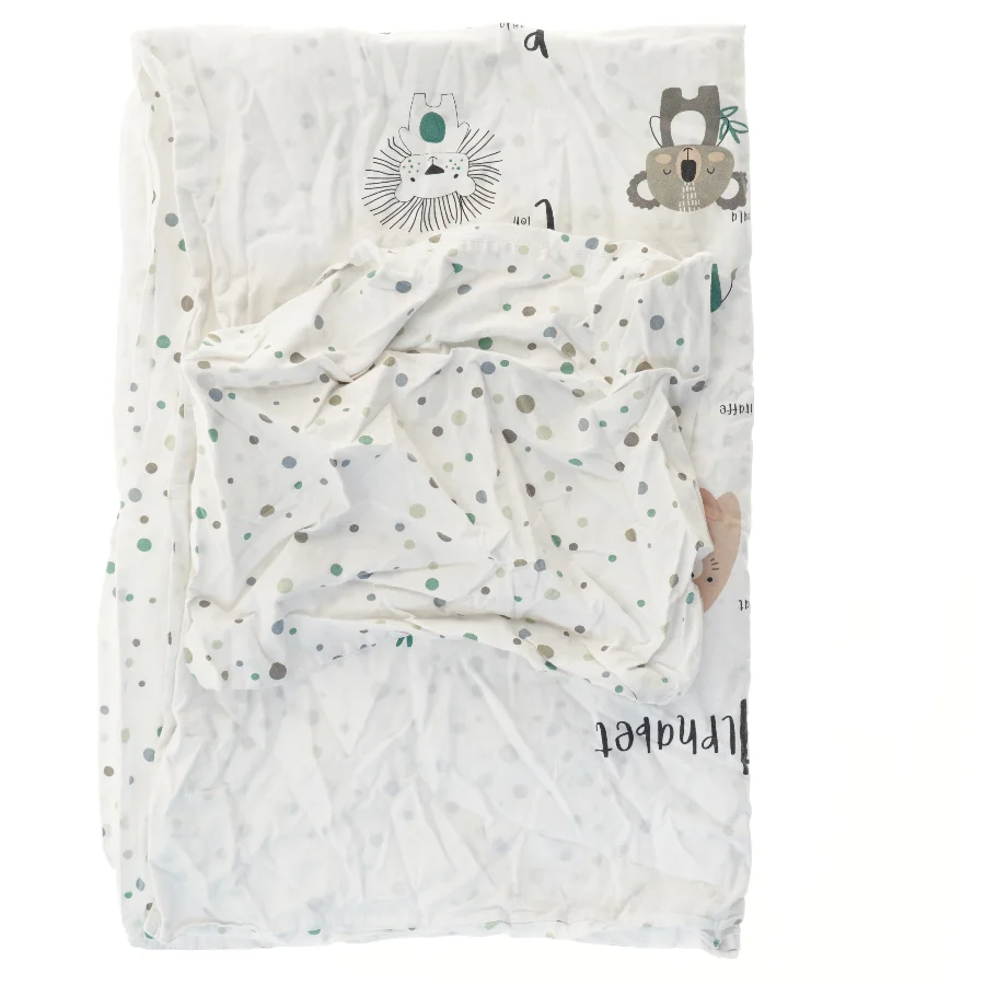 Børnesengesæt med dyremotiv (str. pude 40x45, dyne 95x130 cm)