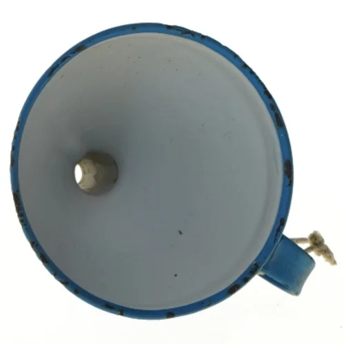 Blå tragt med hank (str. Ø 11 cm længde 13,5 cm)