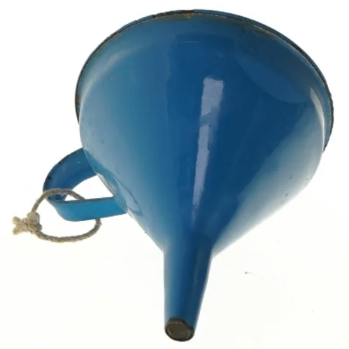 Blå tragt med hank (str. Ø 11 cm længde 13,5 cm)