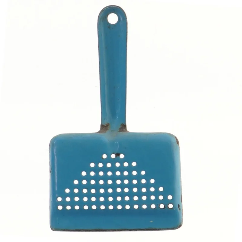 Blå metalskovl med huller, emalje(str. 11,5x19,5 cm) (str. 11,5x19,5 cm)