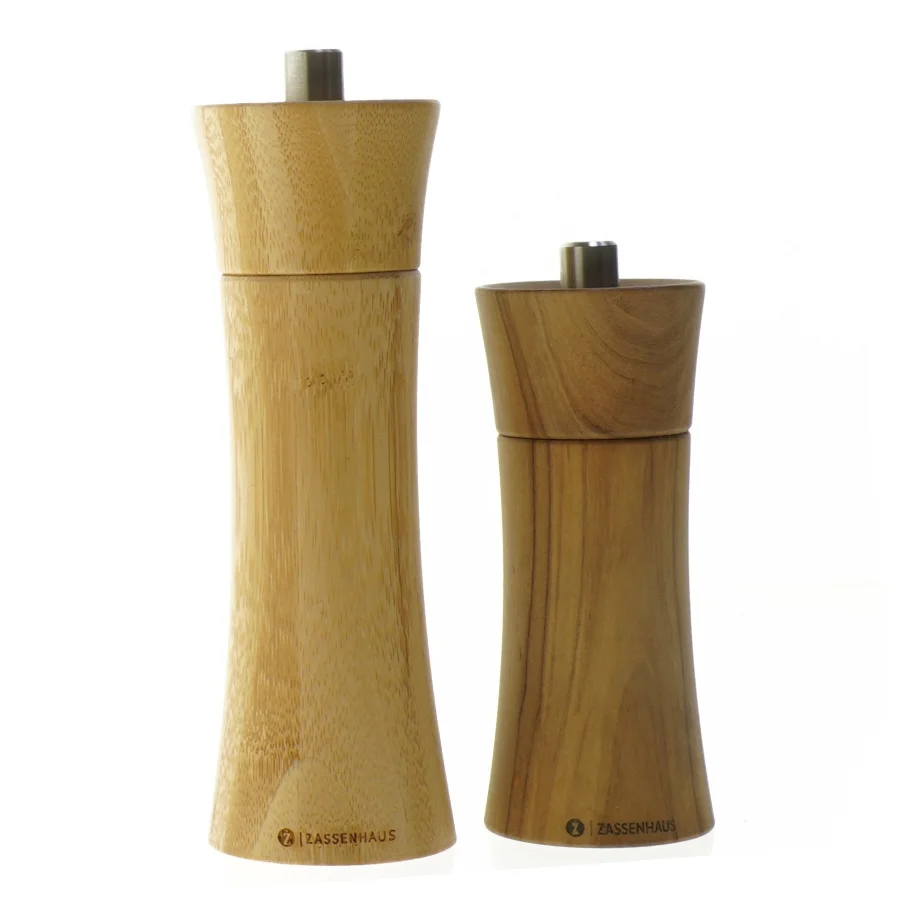 Salt- og peberkværnsæt træ fra Zassenhaus (str. 18 og 14 cm)