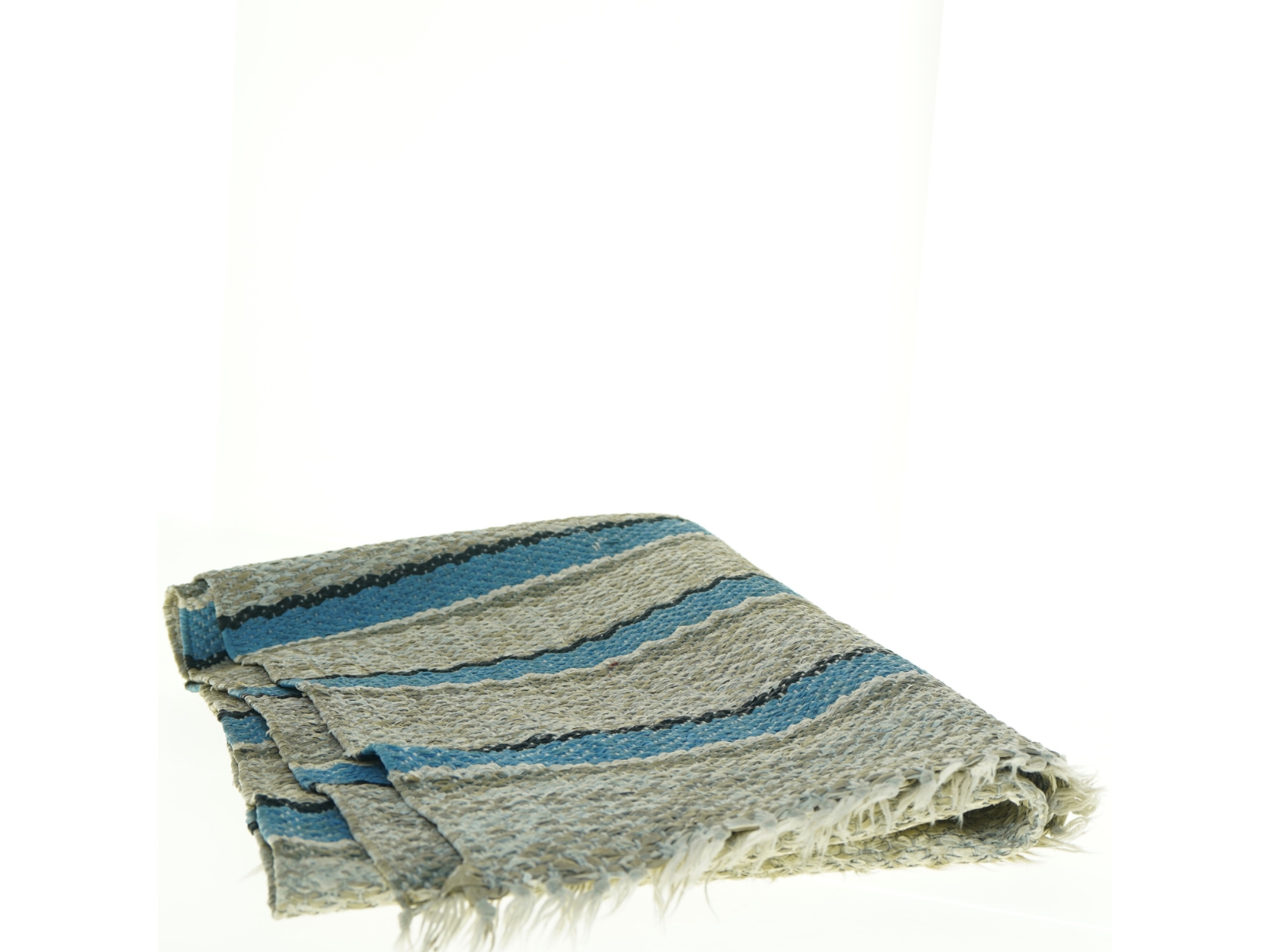 Vævet kludetæppe med striber (str. 168 x 65 cm)