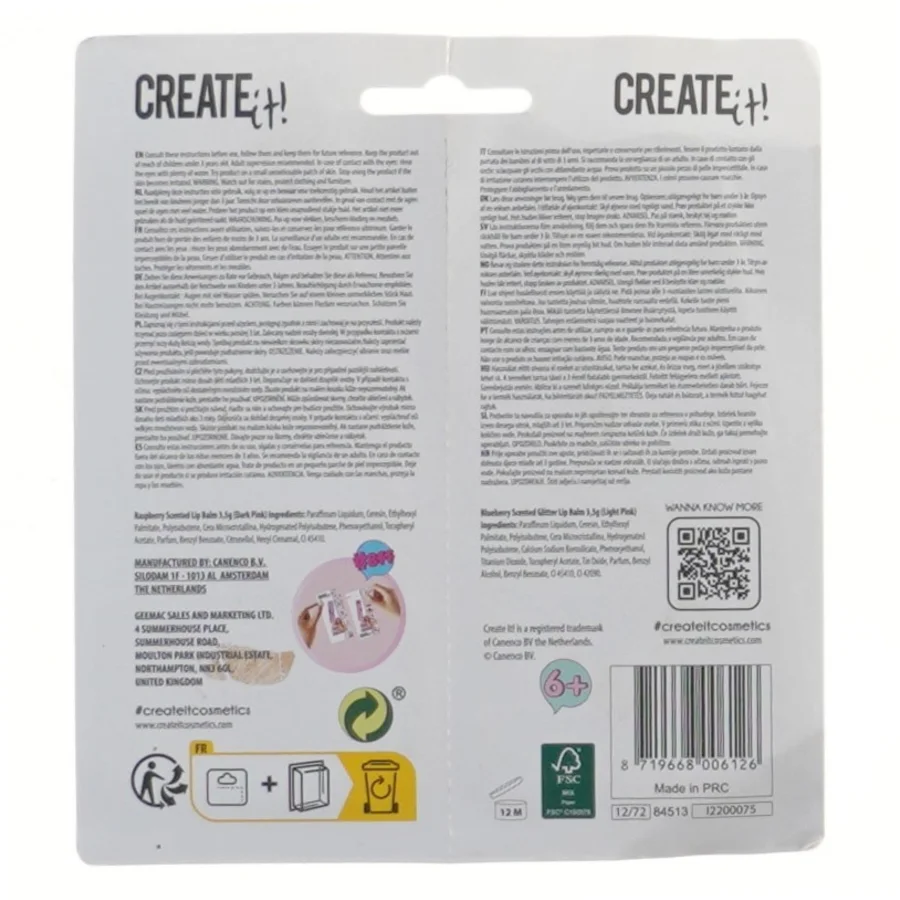 Create It! læbepomade-sæt fra Create It! (str. 7 cm)