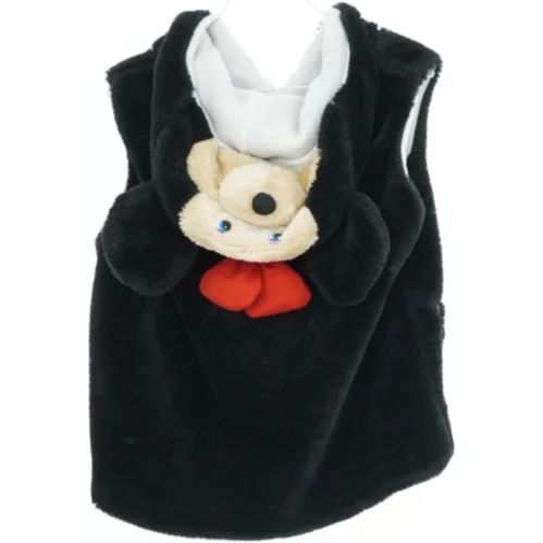 Sort plysvest med bamsehætte (str. M)