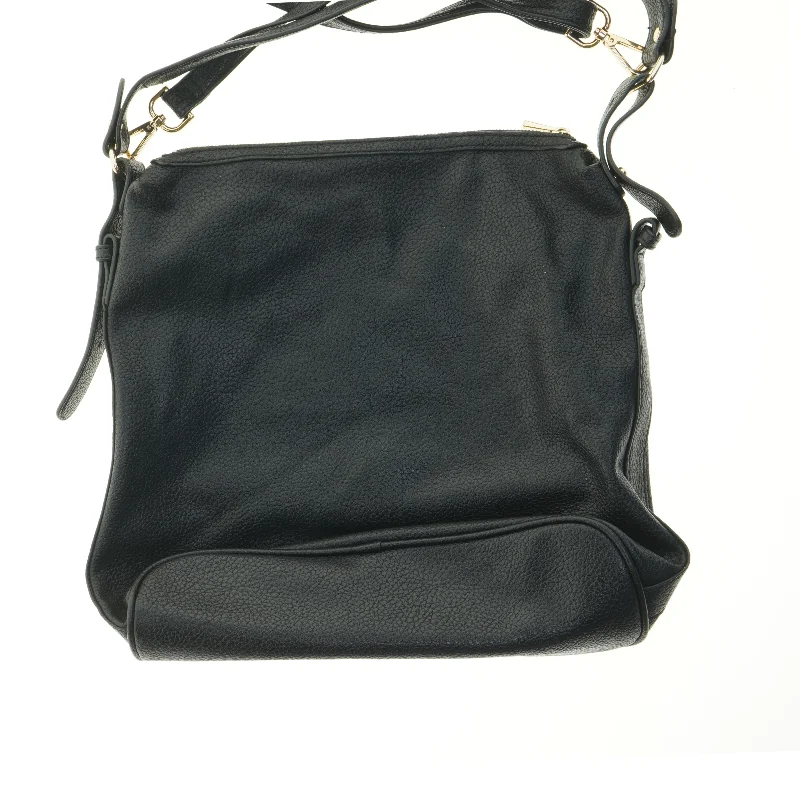 Sort skind taske (str. 37x40 cm)