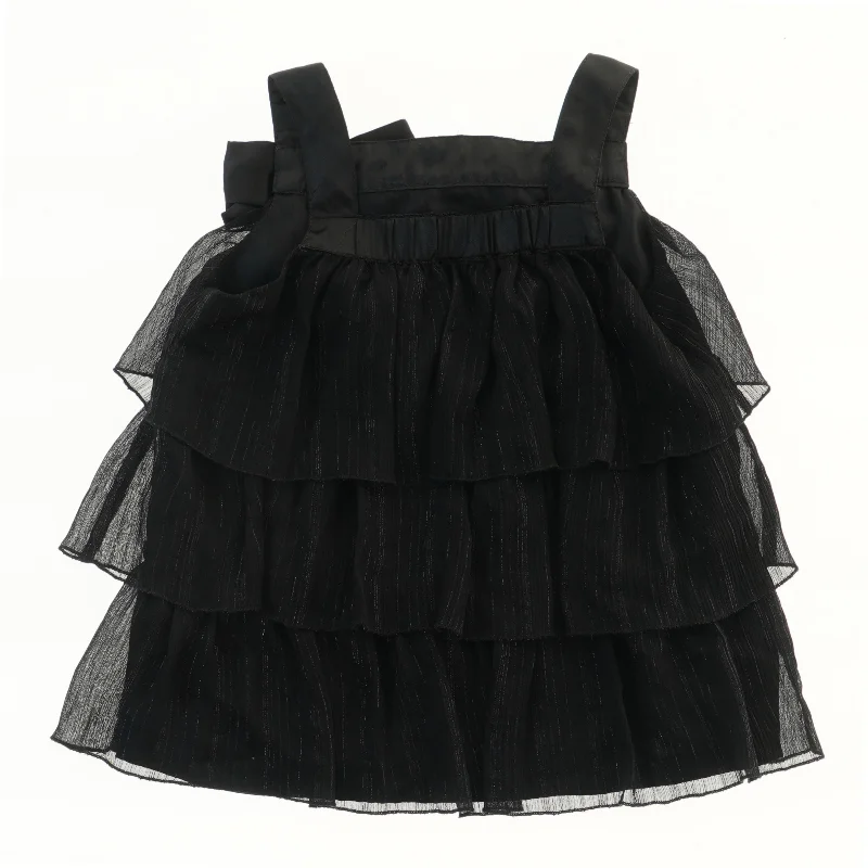 Sort flæsekjole med sløjfe fra H&M (str. 128)