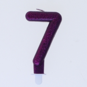 Glitter nummer 7 stearinlys (str. 9 cm)