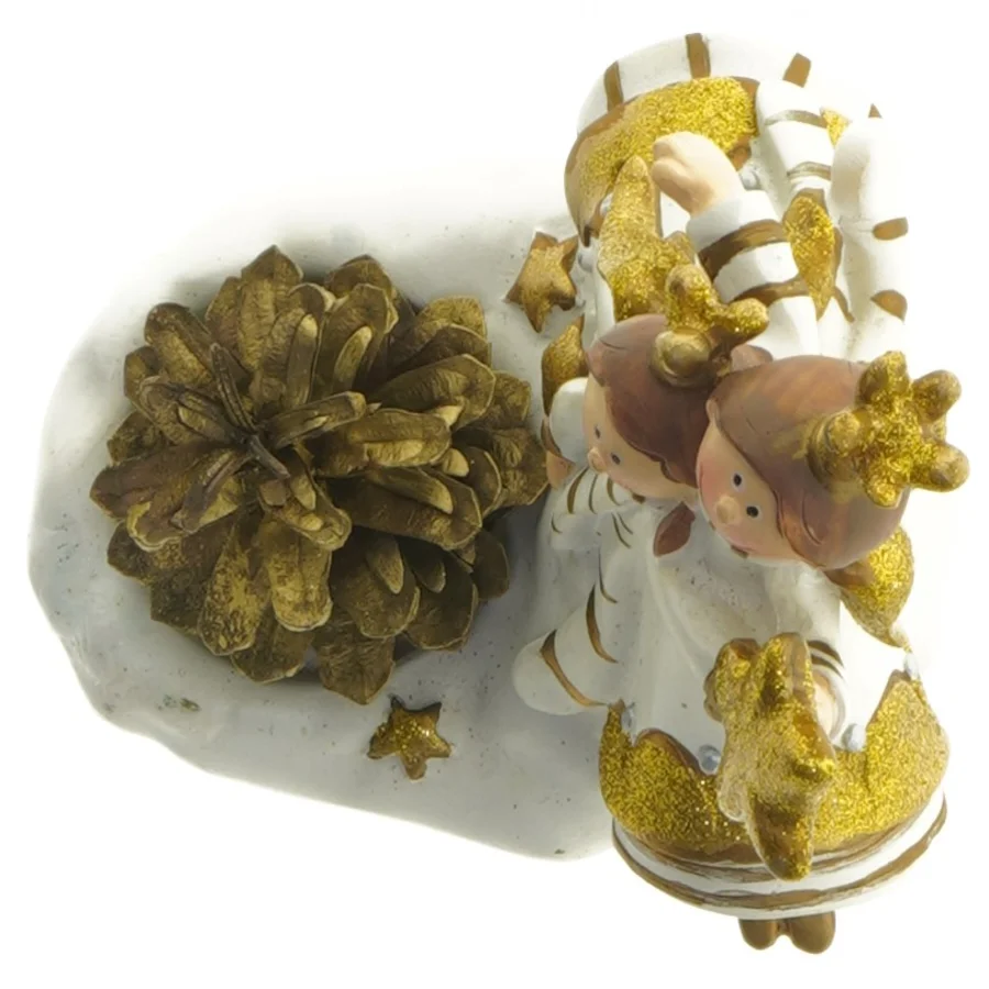 Dekorativ figur med to engle og stjerne (str. 11x8x13,5 cm)