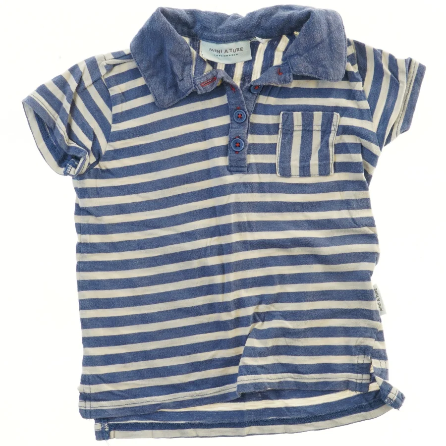 Børne T-shirt med blå og hvide striber fra Mini A Ture (str. 110)