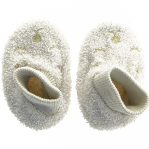 Babytøfler i hvid med prikker (str. Længde, 15 cm)