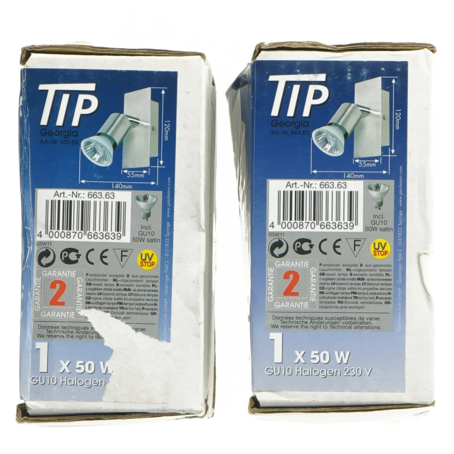 TIP Georgia væglamper fra Georgia (str. 120x55 mm)