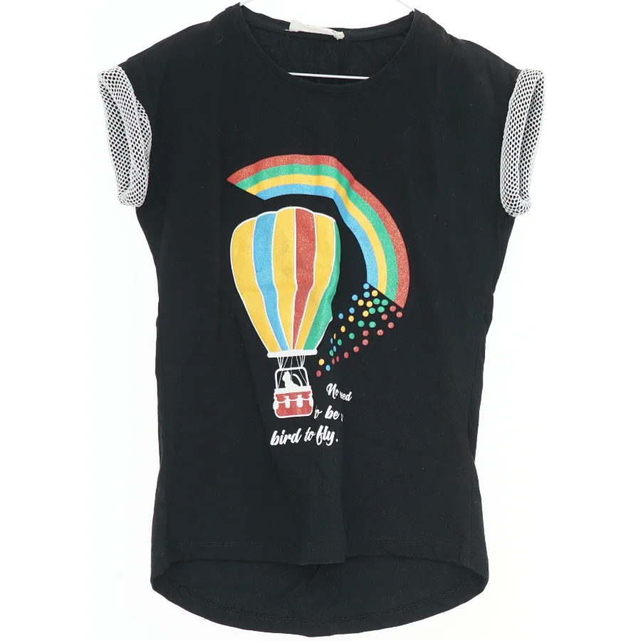 Sort T-shirt med tryk (str. 128)