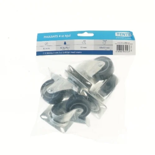 Hjulsæt med 4 hjul fra TENTE (str. 6x6 cm)