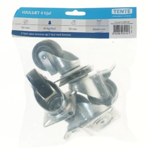 Hjulsæt med 4 hjul fra TENTE (str. 6x6 cm)