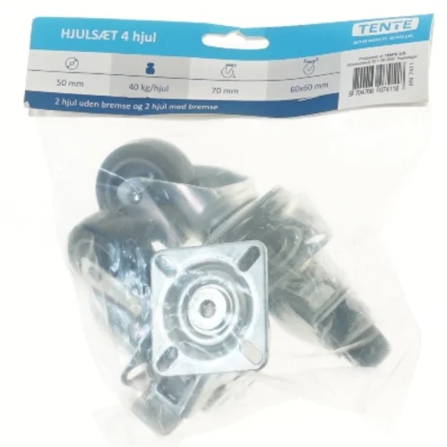 Hjulsæt, 4 styk fra Tente (str. 6x6 cm)