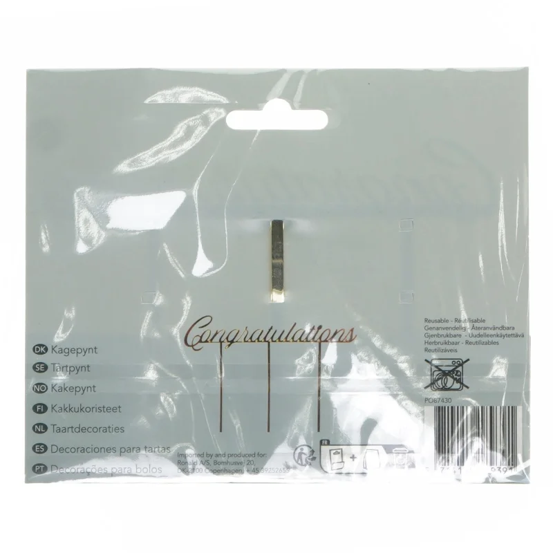 Kagepynt med tekst 'Congratulations' (str. 16x13 cm)