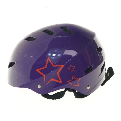 Børnecykelhjelm i lilla med stjernemotiv (str. størrelse 52-55, ø 21 cm)