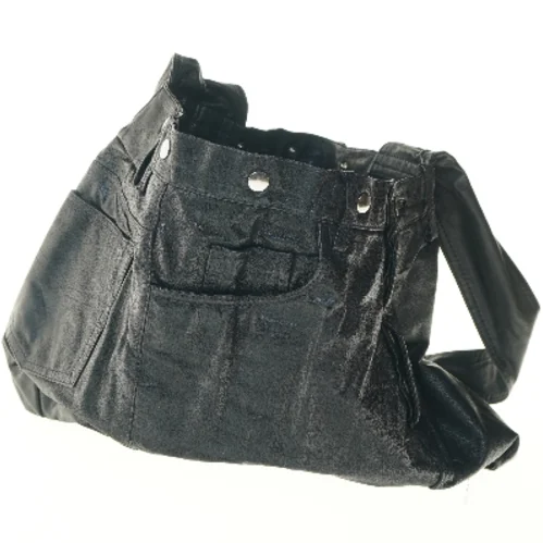 Sort skuldertaske i kunstlæder (str. 37x49 cm)