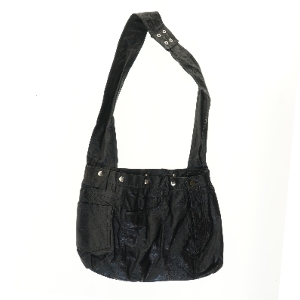 Sort skuldertaske i kunstlæder (str. 37x49 cm)