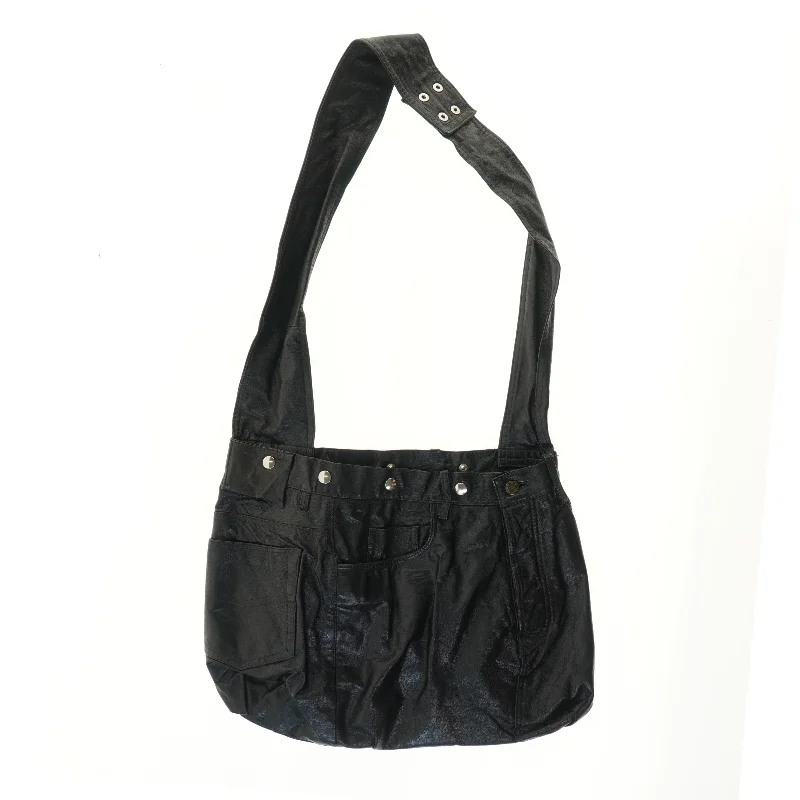 Sort skuldertaske i kunstlæder (str. 37x49 cm)