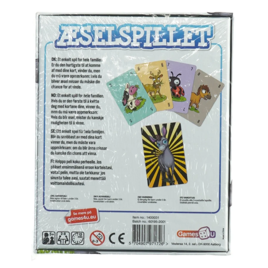 æselsplillet kortspil fra Games4U (str. 17x14 cm)