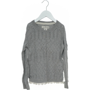 Grå striktrøje med blondekant fra Logg (str. 122)