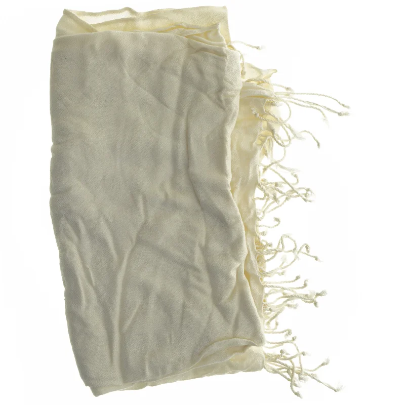 Beige tørklæde med frynser (str. 70x160 cm)