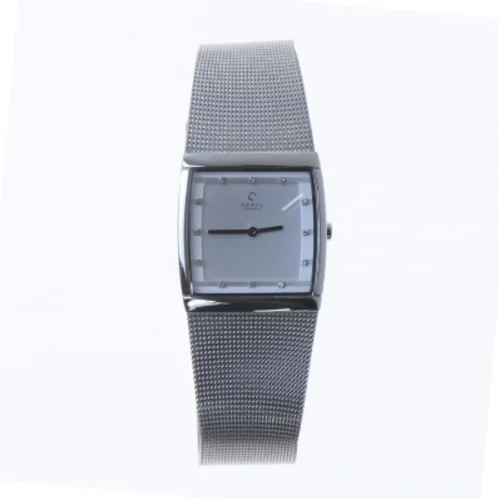 Sølv kvadratisk armbåndsur fra Obaku (str. Ø 30 mm)