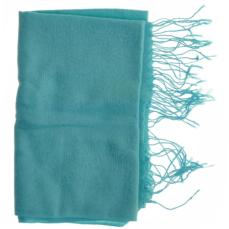 Turkis sjal med frynser fra Pashmina (str. 70x180 cm)