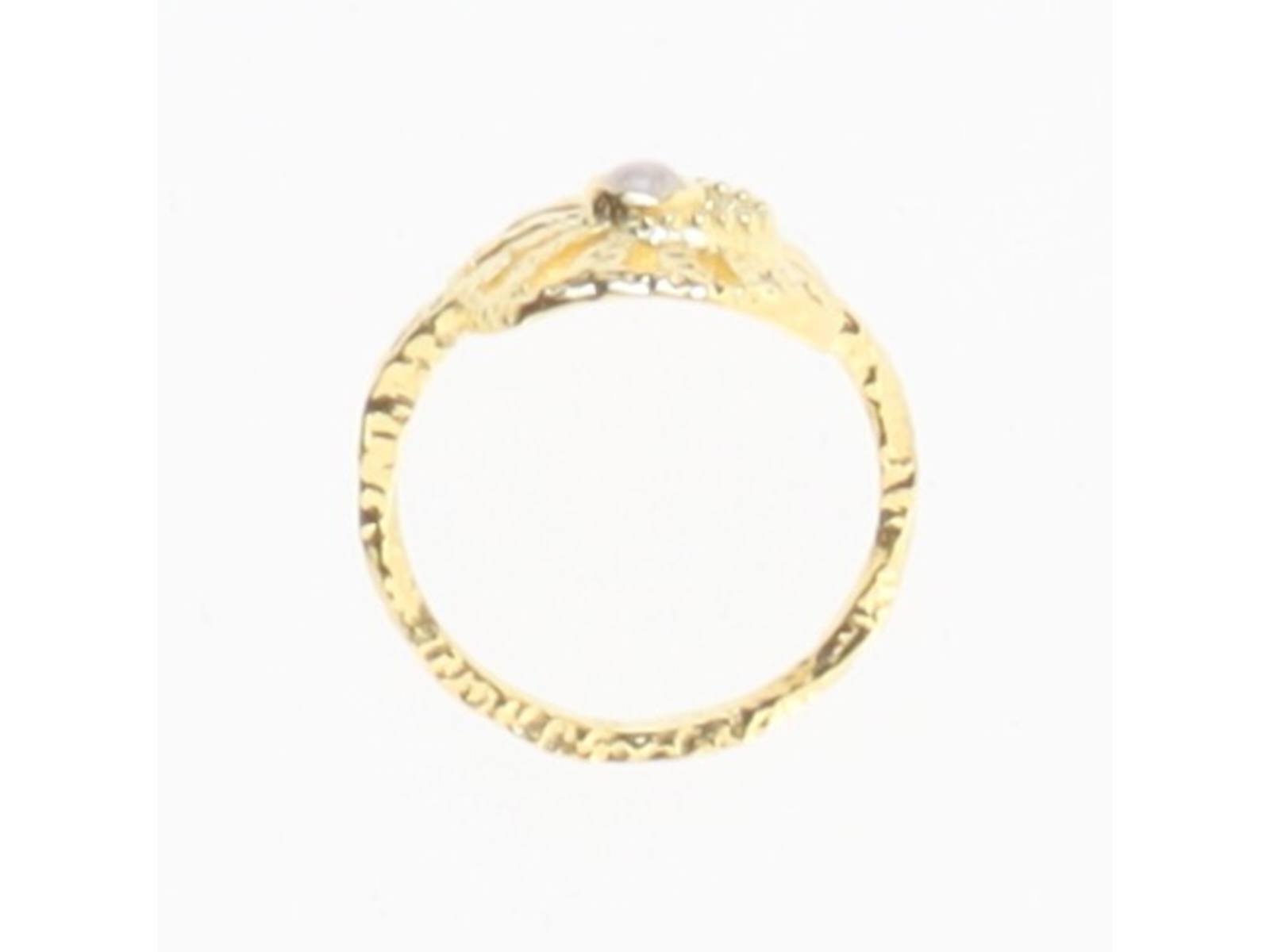 Ubrugt Maanesten guldfarvet ring med mønster og perle (str. 52 mm)
