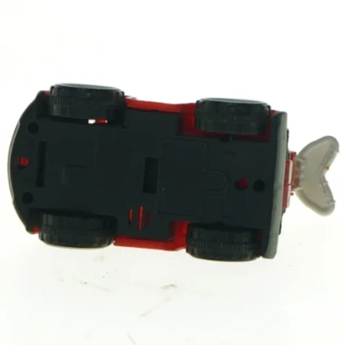 Brugt rød plastiklegetøjsbrandbil (str. 9 x 8,5 cm)