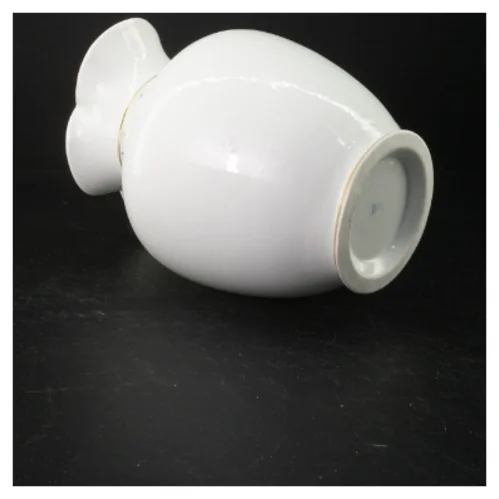 Hvid porcelænskande med guldtrim fra Kanne (str. 24 x 14 cm)