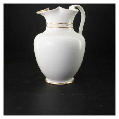 Hvid porcelænskande med guldtrim fra Kanne (str. 24 x 14 cm)